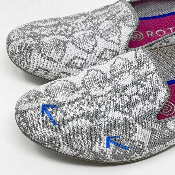 Rothy’s Slip-On Loafers Snake Skin Pattern Print Light Grey 8 - Picture 15 of 15